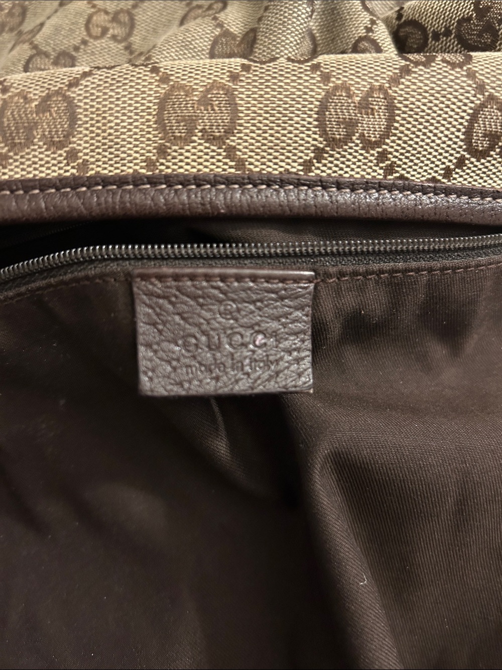 Gucci Beige Brown GG Canvas Messenger Bag with Leather Trim - Picture 3 of 7